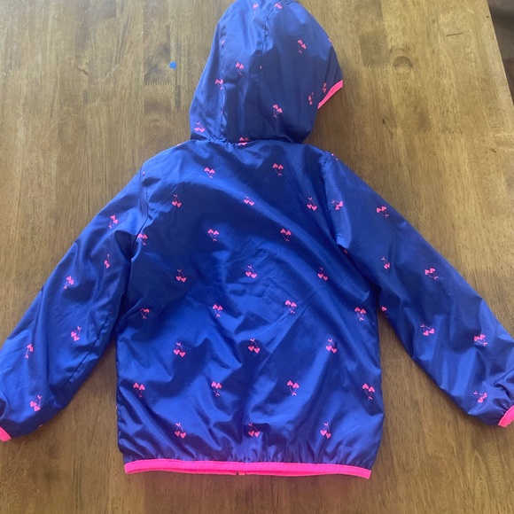 OshKosh B'gosh | Navy & Pink Cherry Fleece Reversible Hooded Jacket - Girls - Picture 6 of 10